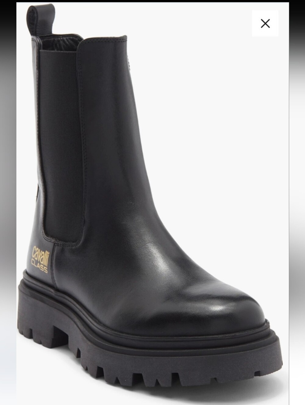 Roberto Cavalli 'Cortina' Lug Chelsea Boots Black Womens 10 EU40 stretchy gore